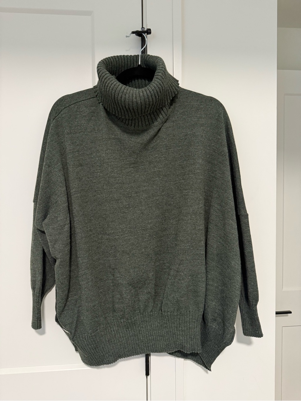 Mersea | Dark Grey Cowl Neck Sweater with Side Slits